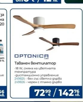 OPTONICA Таванен вентилатор