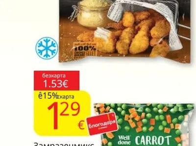 Замразени панирани пилешки филенца
