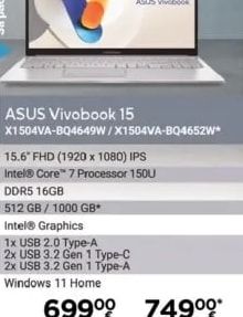 ASUS ASUS Vivobook 15 X1504VA-BQ4649W/X1504VA-BQ4652W*