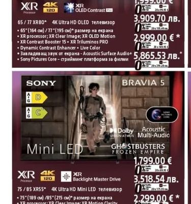 SONY 65/77 XR80 4K Ultra HD OLED телевизор