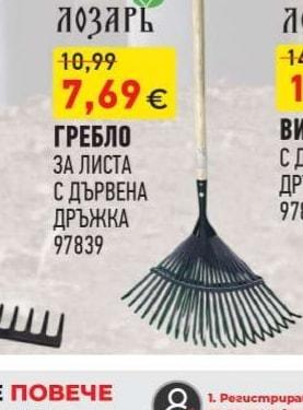 ГРЕБЛО ЗА ЛИСТА С ДЪРВЕНА ДРЪЖКА
