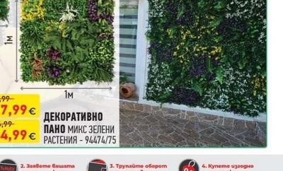 ДЕКОРАТИВНО ПАНО МИКС ЗЕЛЕНИ РАСТЕНИЯ