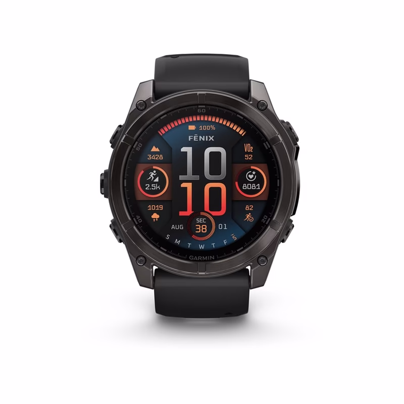 Garmin GARMIN Смарт часовник FENIX 8 AMOLED SAPPHIRE GRAY Black Silicone Band 51 MM