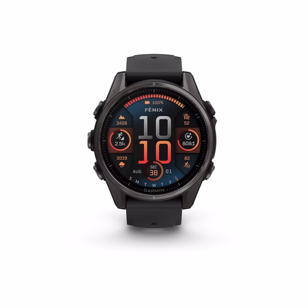 Garmin GARMIN Смарт часовник GARMIN FENIX 8 AMOLED SAPPHIRE GRAY Black Silicone Band 010-02903-21 43 MM