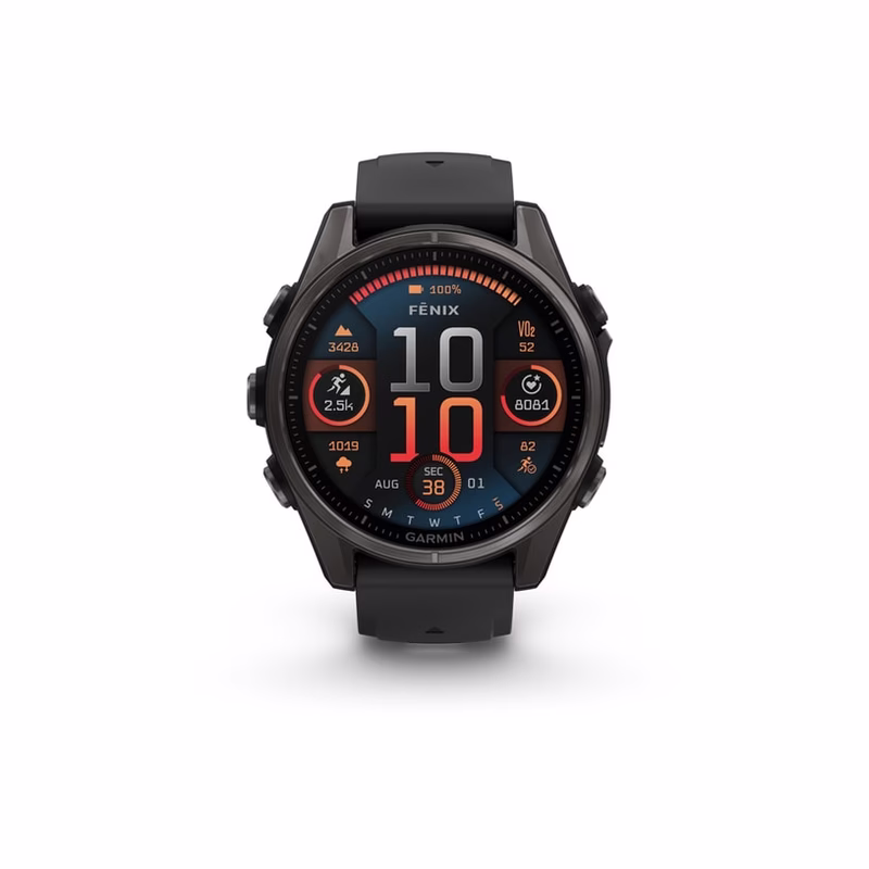 Garmin GARMIN Смарт часовник GARMIN FENIX 8 AMOLED SAPPHIRE GRAY Black Silicone Band 010-02903-21 43 MM